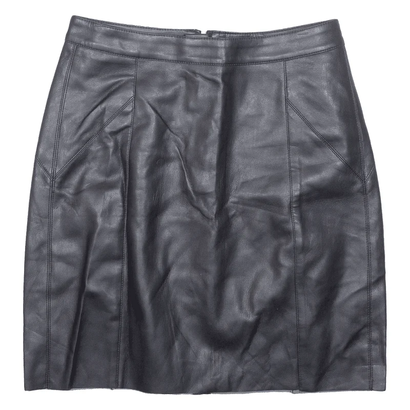 VERA MODA Faux Leather Short Mini Skirt Black Womens XS a-line skirt cut