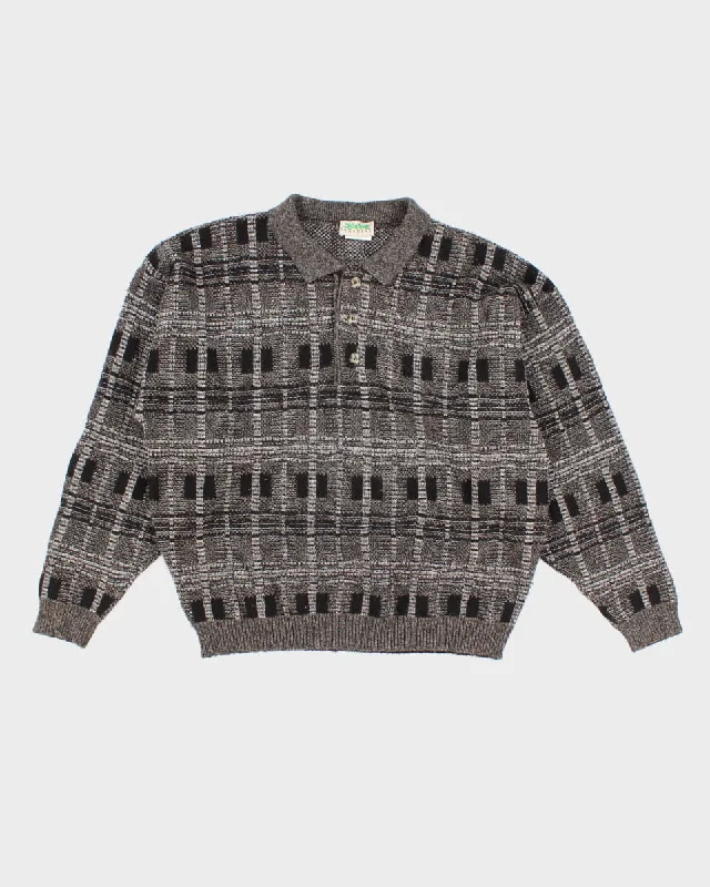 Vintage 90s Ash Creek Collared Knit Jumper - L Anti-Pilling Anti-Shrink Durable