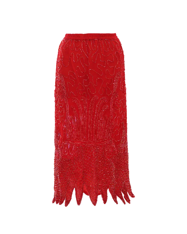 Vintage Beaded Skirt cashmere skirt soft