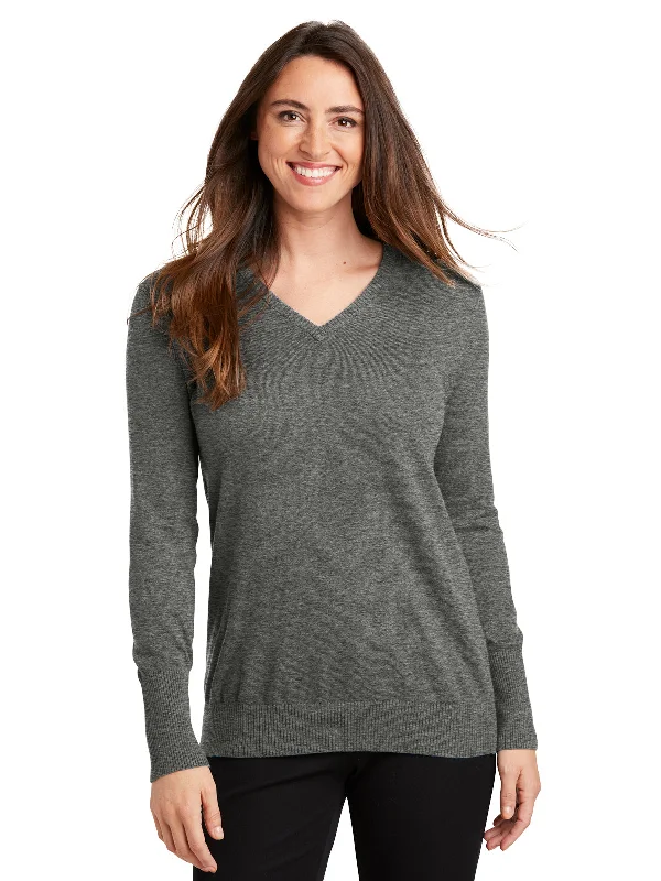 Women's V-Neck Sweater Striped Floral Plaid